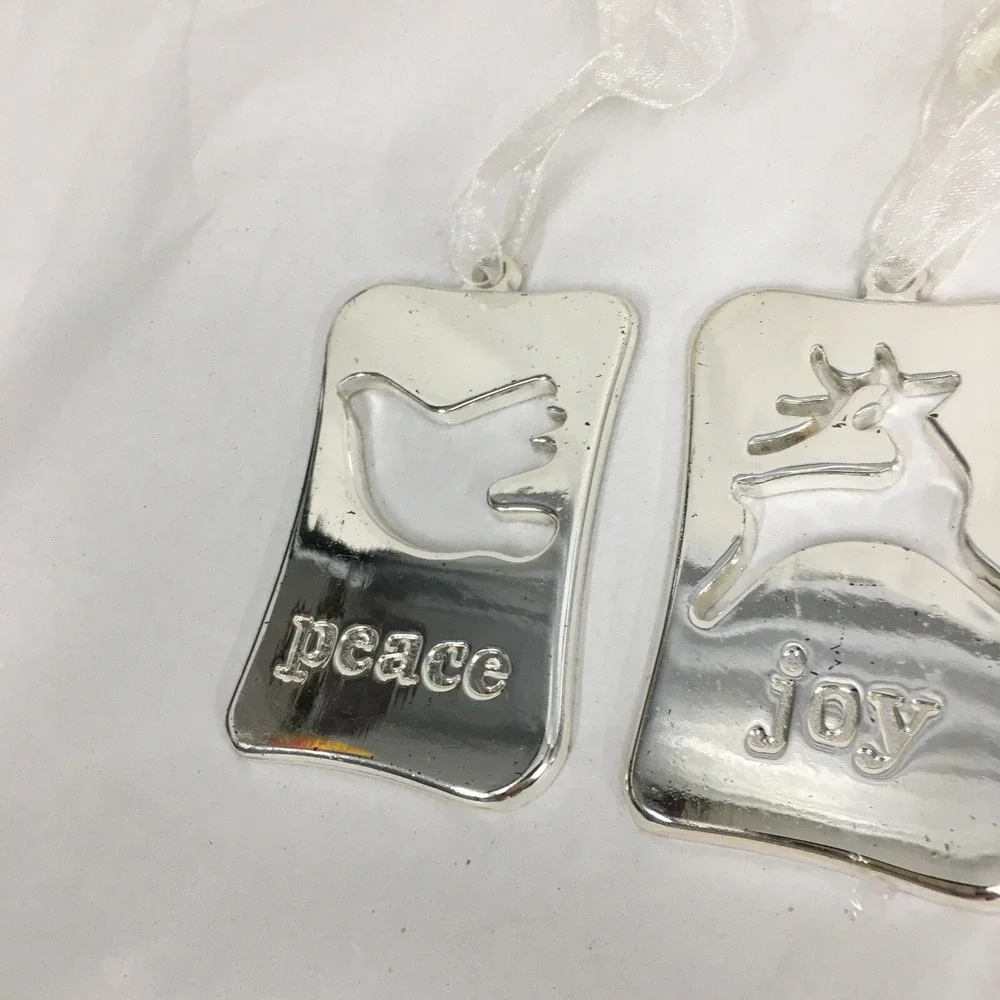 Engraved Cutout‎ Silver Plated Hope,Peace,Joy Ornaments